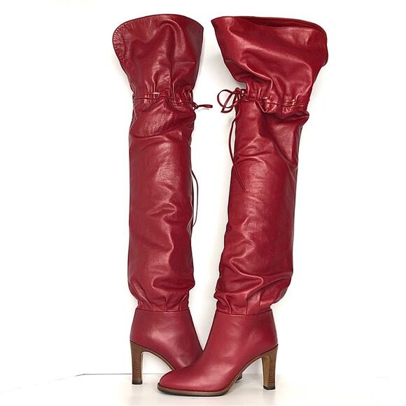 NIB Gucci Slouch Over the Knee Red Leather Boots 36.5 - Picture 3 of 10